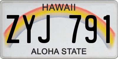 HI license plate ZYJ791