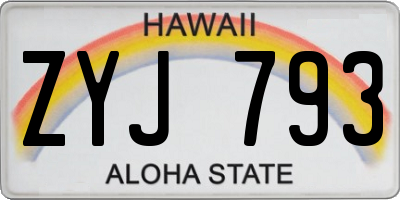 HI license plate ZYJ793