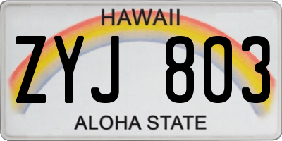 HI license plate ZYJ803
