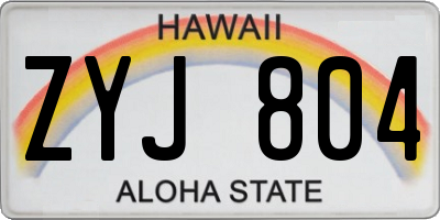 HI license plate ZYJ804