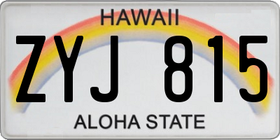 HI license plate ZYJ815