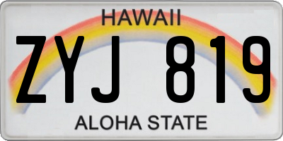 HI license plate ZYJ819