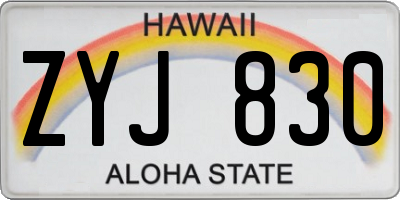 HI license plate ZYJ830