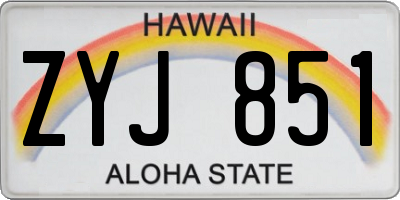 HI license plate ZYJ851