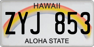 HI license plate ZYJ853