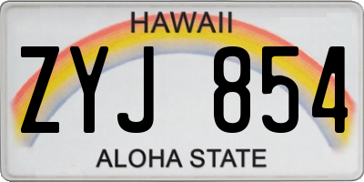 HI license plate ZYJ854