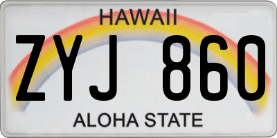 HI license plate ZYJ860