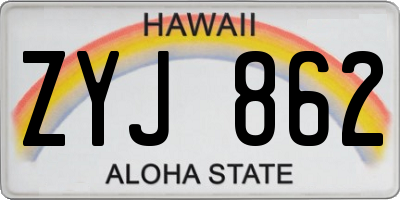 HI license plate ZYJ862