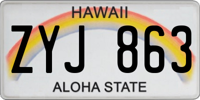 HI license plate ZYJ863