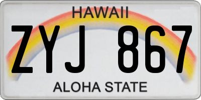 HI license plate ZYJ867