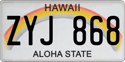 HI license plate ZYJ868