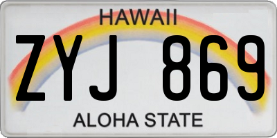 HI license plate ZYJ869