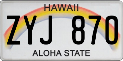 HI license plate ZYJ870