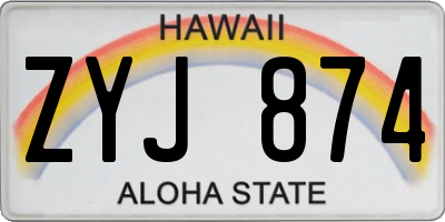 HI license plate ZYJ874