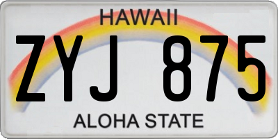 HI license plate ZYJ875