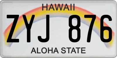 HI license plate ZYJ876