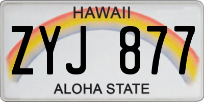 HI license plate ZYJ877