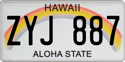HI license plate ZYJ887