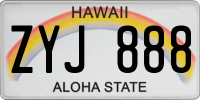 HI license plate ZYJ888