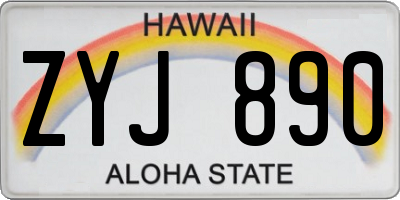 HI license plate ZYJ890