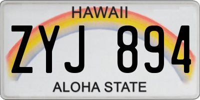 HI license plate ZYJ894