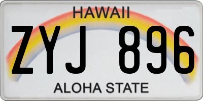HI license plate ZYJ896