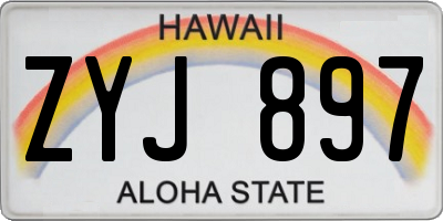 HI license plate ZYJ897