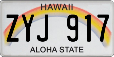 HI license plate ZYJ917