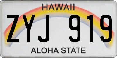 HI license plate ZYJ919