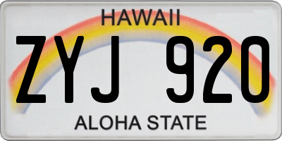HI license plate ZYJ920
