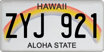 HI license plate ZYJ921