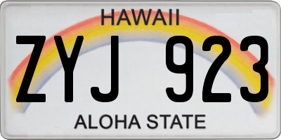 HI license plate ZYJ923