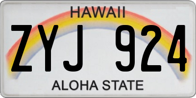HI license plate ZYJ924