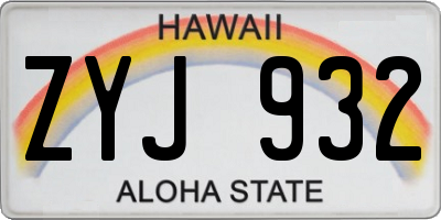 HI license plate ZYJ932