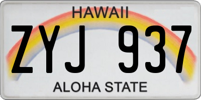 HI license plate ZYJ937
