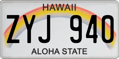 HI license plate ZYJ940