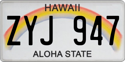 HI license plate ZYJ947