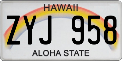 HI license plate ZYJ958