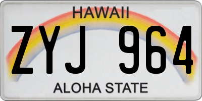 HI license plate ZYJ964