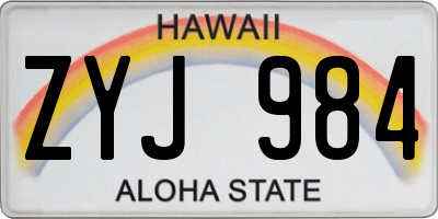 HI license plate ZYJ984