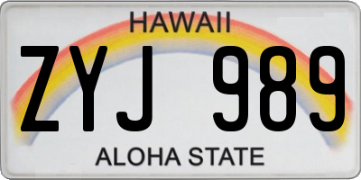 HI license plate ZYJ989