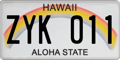 HI license plate ZYK011