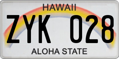 HI license plate ZYK028