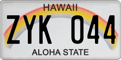 HI license plate ZYK044