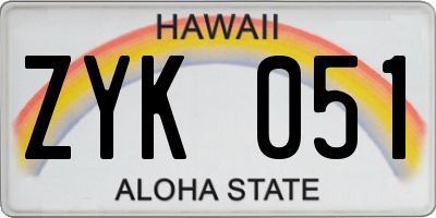 HI license plate ZYK051