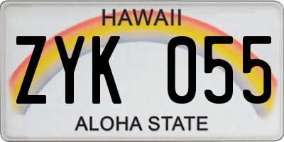 HI license plate ZYK055