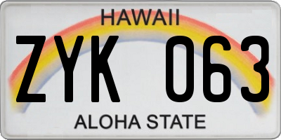 HI license plate ZYK063