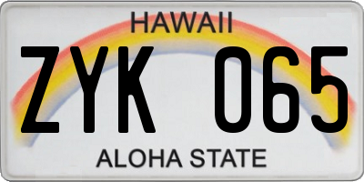 HI license plate ZYK065