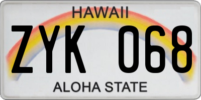 HI license plate ZYK068