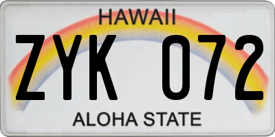 HI license plate ZYK072